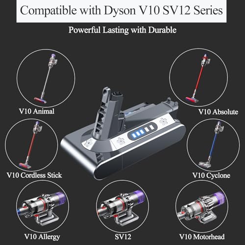 25.2V Battery Replacement for Dyson V10 SV12 Battery Compatible with Dyson V10 Cyclone Animal Absolute Fluffy Motorhead Allergy Total Clean Series Vacuum