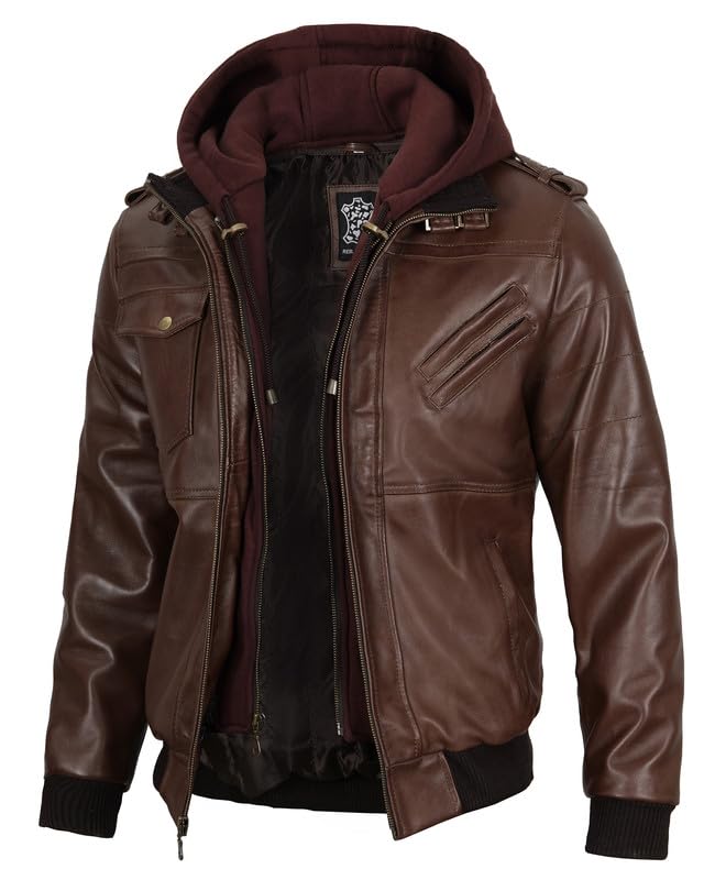 Image of Decrum Bomber Style Real Lambskin Leather Jackets for Men