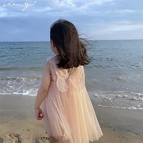 Baby Girls Layered Tulle Tutu Dress Toddler Tulle Dresses Infant Tulle Sundress Set with Angel Wings 6-24 Months2