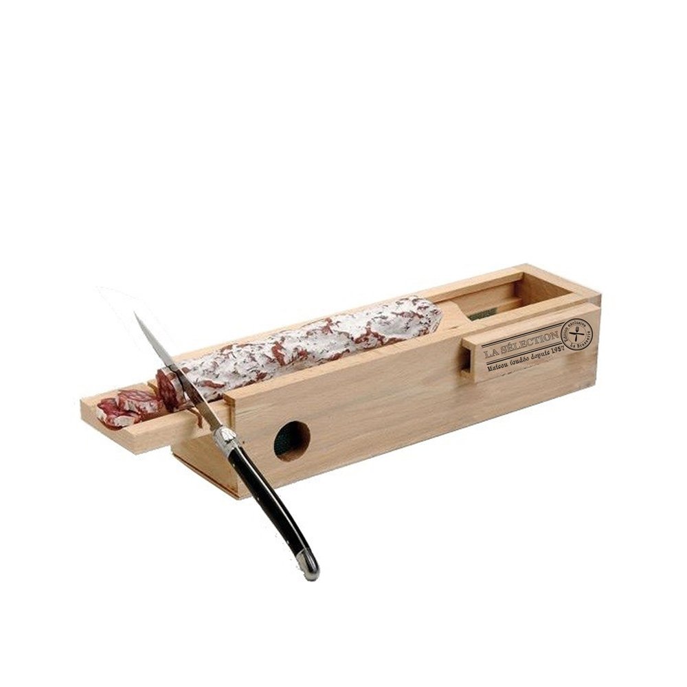 COOK CONCEPT Scatola per Salsicce Laguiole con Coltello, Beige