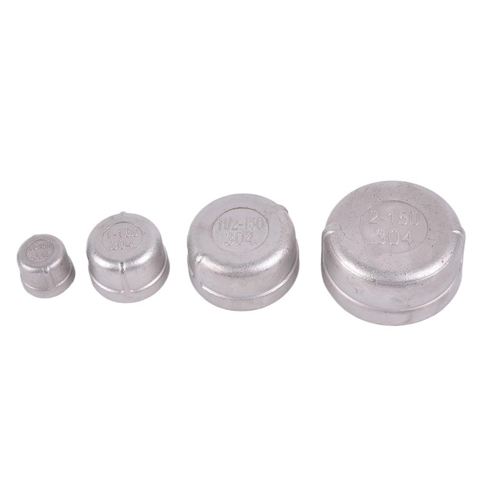 BSPT DN8 DN10 DN15 DN20 DN25 DN32 DN40 DN50 Pipe Cap Female Stainless Steel SS304 Threaded Pipe Cover Cap for Pipe(1-1/4")