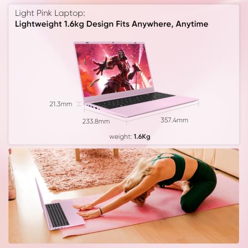 Image of VIGSENUP15.6 FHD Pink Laptop 8GB RAM 256GB SSD,CPU up to3.4GHz,OfficeSuite