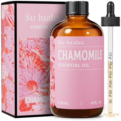 SU JUABA Chamomile Essential Oil 4 Oz for Relaxation Skin Care Massage Sleep & Aromatherapy - 118ML
