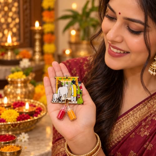 Image of CraftVatika Haldi Kumkum Return Gifts in Diwali Bulk Gifting Festive Decor, Pasupu Haldi Bottle Set, Thamboolam Return Gifts for Wedding, Rakhi, Navratri Diwali Gift for Family and Friends (15 Pcs)