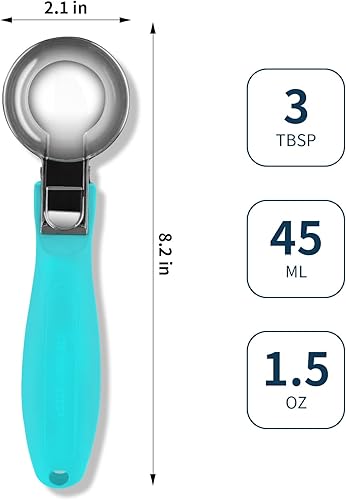 Miniatura 2 de Cuchara de helado, cuchara grande para galletas con mango ergonómico de agarre suave, cuchara multifuncional resistente para hornear, para helados,