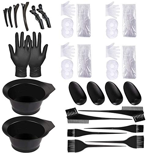 GOTONE 26Pieces Hair Dye Coloring Set, Hair Tinting Bowl, Dye Brush, Ear Cover, Gloves,Disposable Shawl Shower Cap for DIY Salon Hair Coloring Bleaching Hair Dryers Hair Dye Tools