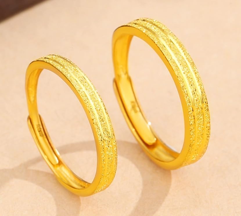 GOWE 24k Pure Gold Pairs Of Rings Couples Bridal Sets With Fashion Design For Wedding Romantic For Lovers Gifts