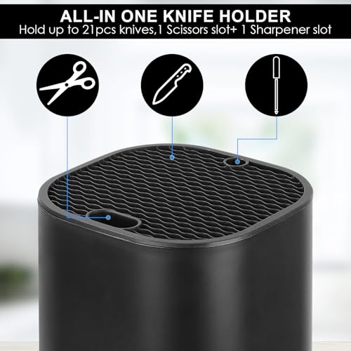 Knife Block Without Knives,Universal Knife Block Holder with Scissors Slot, Sharpening Bar Slot,Detachable Kitchen Knife Holder for Easy Cleaning Space Saver Black - Image 5