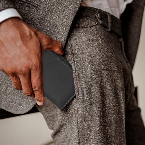 Image of ASAD Leather Slim Everyday Trifold Wallet with ID Window and Multiple Card Slots | Genuine Leather Double Stitched RFID Blocking Stylish | Gift for Him | Black