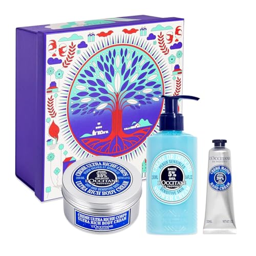 L'OCCITANE - Estuche de Navidad Karité - Crema de ducha, Crema corporal ultrarrica y Crema de manos - Fabricado en Francia