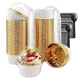 Cupcake Liners With Dome Lids 100 Pack,LNYZQUS 5.5 Oz Foil Cupcake Tins Baking Cups,Disposable...