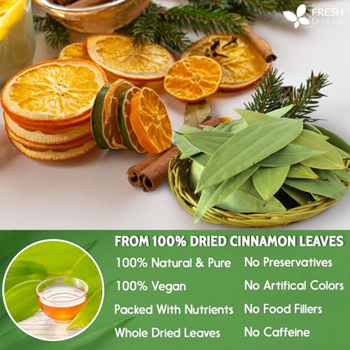 Image of 50+ (3oz) Natural Cinnamon Leaves, Whole Dried Cinnamon Leaves, 100% Pure from Dried Cinnamon Leaves, Cinnamon Leaf Tea, No Additives, No Caffeine, Vegan
