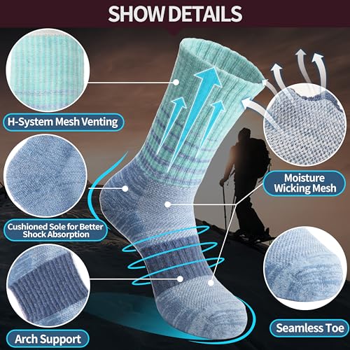 Anlisim Merino Wool Hiking Socks for Women Thermal Winter Warm Boot Work Cushion Socks 5 Pairs3
