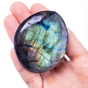 Labradorite Palm Stone Crystal Natural Chakra Reiki Polished Healing Pocket Worry Stone Crystal for Anxiety Stress Relief Therapy
