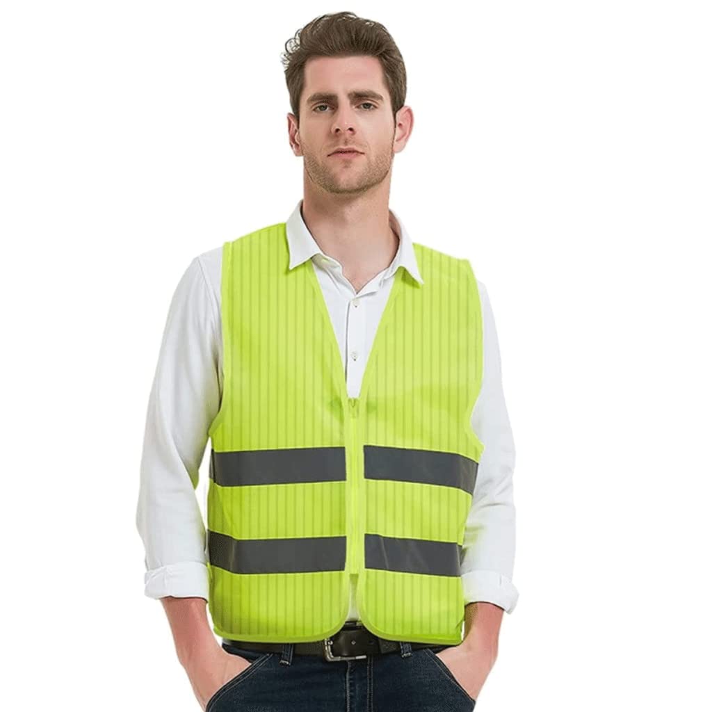 Chaleco de Seguridad de Alta Visibilidad para Hombres y Mujeres Chaleco Reflectante de construcción de tráfico de Patrulla Nocturna con Cremallera
