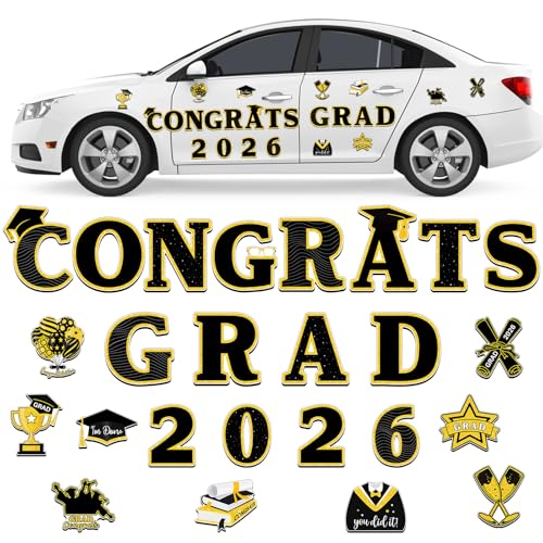 25PCS Graduation Cruise Door Magnets Decorations Waterproof 2026 Graduation Refrigerator Magnets Congrats Grad Magnetic Stickers for Cruise Door Refrigerator Car Garage Metal Surface Decor