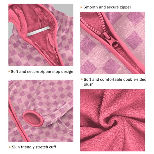 GuoChe Buffalo Plaid Pink Toddler Girl Sherpa Jacket3