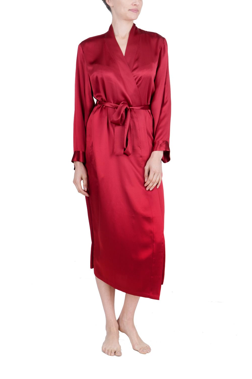 OSCAR ROSSA Womens Luxury Silk Sleepwear 100 Mulberry Silk Long Robe Kimono
