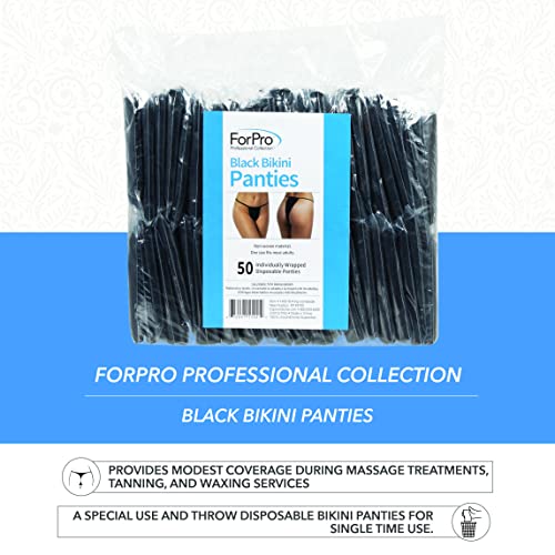 ForPro Professional Collection Disposable Bikini Panties, Non-Woven Underwear, Individually-Wrapped, One Size Fits Most, Black, 50-Count3