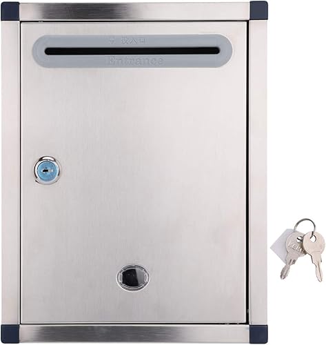 Kisangel Moderno buzón de pared con cerradura para exteriores llave de metal de gran capacidad decoración para el hogar rural oficina negocios