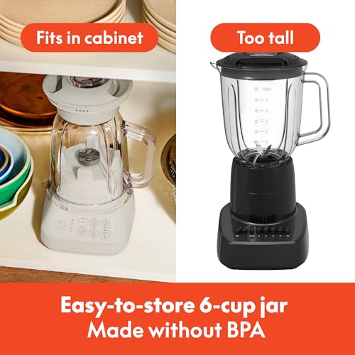 bella 10 Speed Countertop Blender, Juicer & Smoothie Maker, Fits-anywhere™ Kitchenware, Slim Flip & Store Design, Dishwasher Safe 48oz Capacity Pitcher & Lid, Stainless Steel Blade, 450 Watt, Oatmilk image 4
