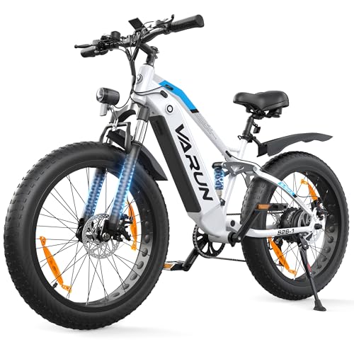VARUN Bicicleta Electrica, 26"*4.0" Fat Tire Bicicleta de Montaña Eléctrica con 250W 80NM Motor, Batería 48V 18Ah/13Ah, Autonomía de 100-150KM, Bicicleta Eléctrica para Adultos con 7 Velocidades