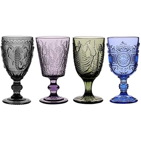 Wine Goblet Set Embossed 300ml Wine Glasses Dishwasher Safe Cover