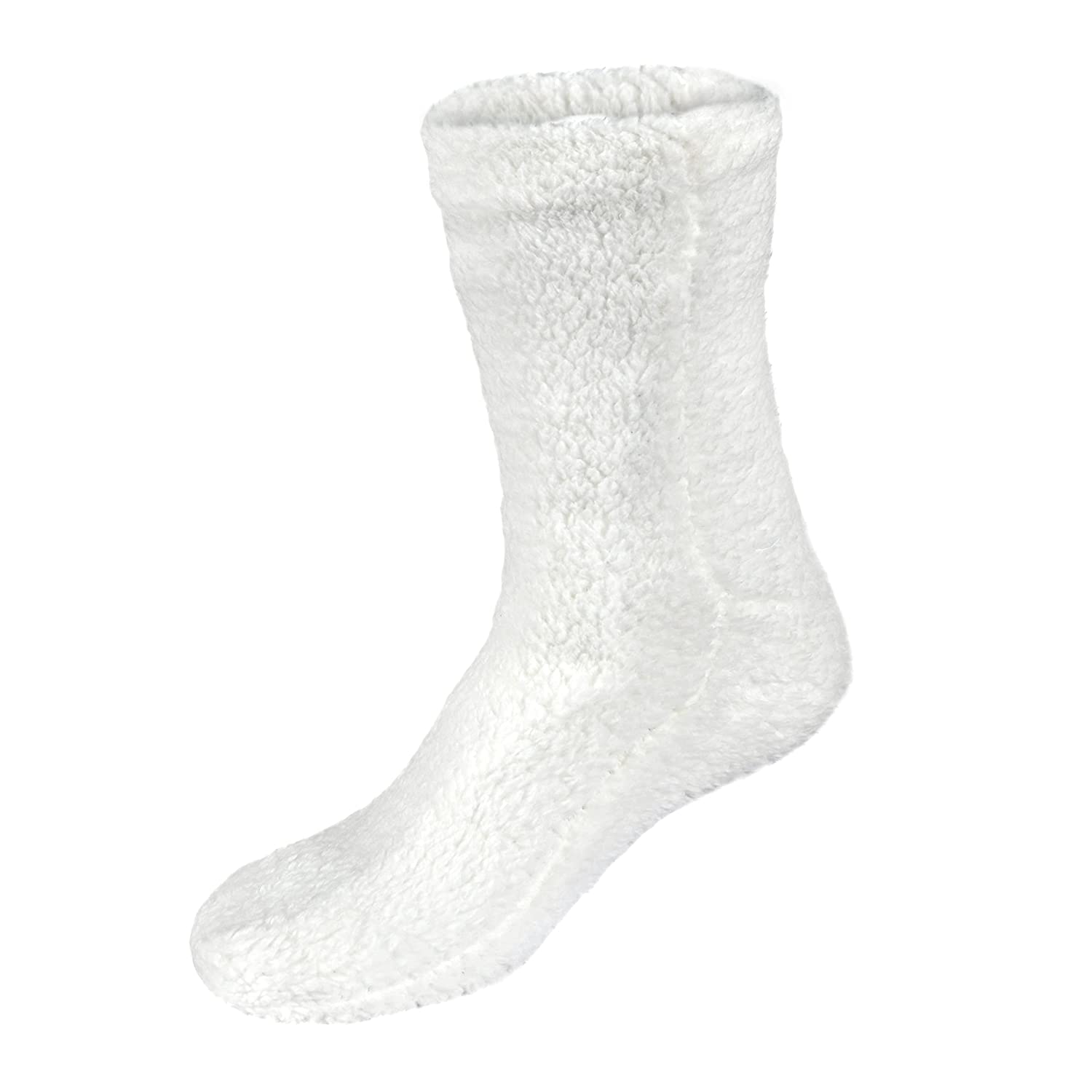 Smart Living Women's Cream Teddy Fleece Fuzzy Winter Socks - Soft, Cozy, Warm Fluffy Lounge Socks - Small/Medium