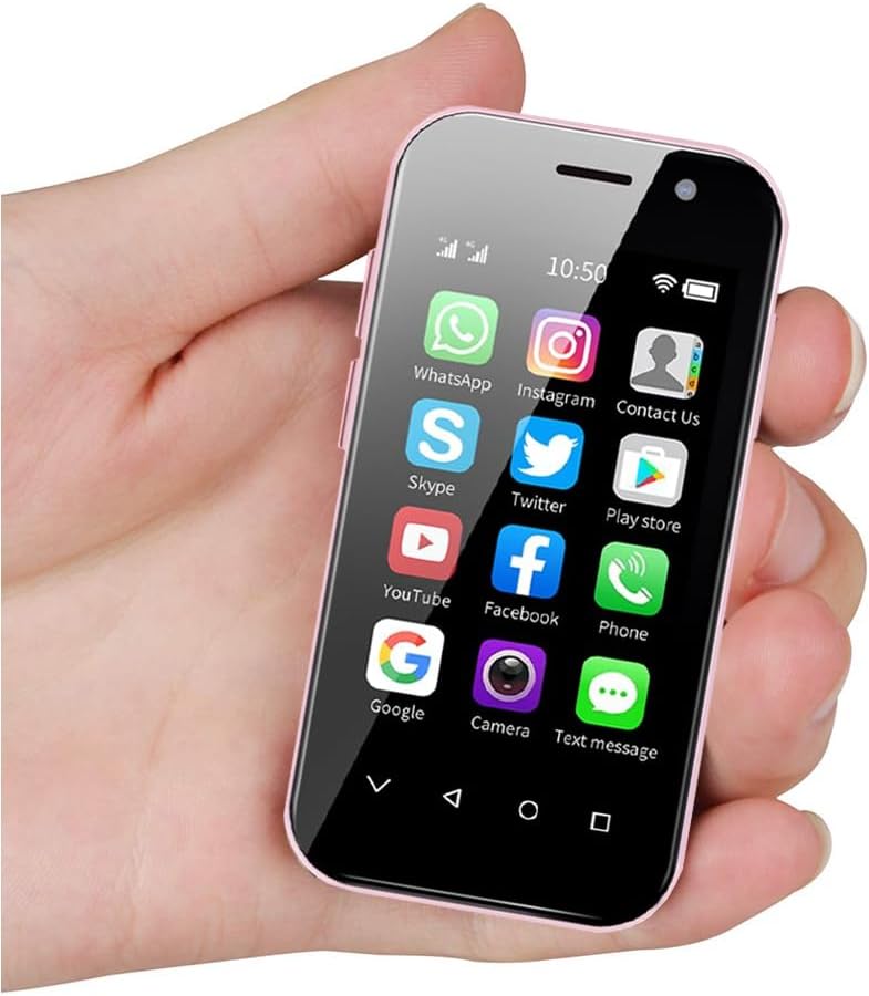 Mini 4G Smartphone Unlocked, 3.0 Inch Dual Sim Quad Core Mini Phone Premium Child Phone Small Smartphone Student Pocket Cellphone, 2+16GB (Pink)