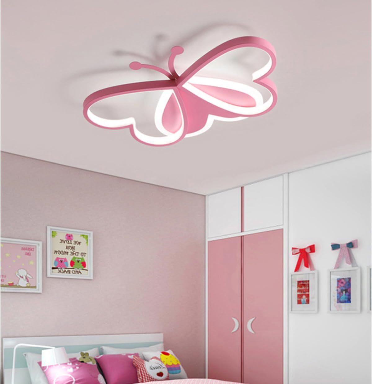 Lámpara de Techo LED 3D Mariposa - Diseño Animado para Niños, Dormitorio con 3 Luces