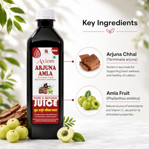 Image of Axiom Arjuna Amla Juice 500ml | Natural Source of Calcium | Controls Blood Pressure | Control Cholesterol Level | No Added Sugar | 100% Natural WHO GMP Certified