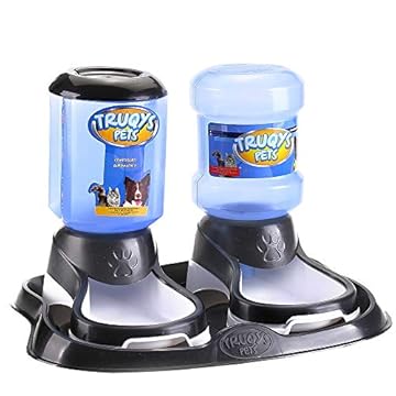 Comedouro Duplo Automatico Para Cachorros Pet Bebedouro Gato Cor:Preto