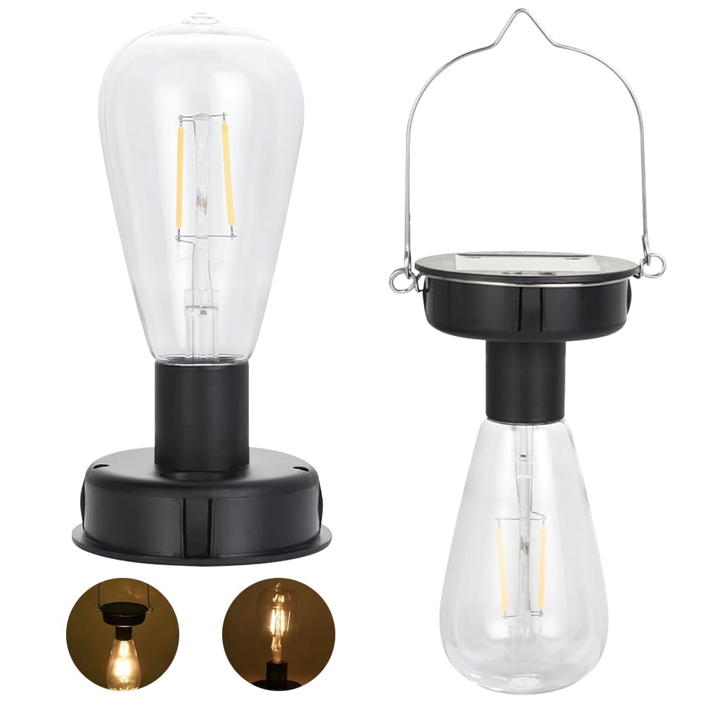 XEERUN 2 Pack Solar Light Bulbs, Outdoor Garden Hanging Light Bulbs, IP55 Waterproof Outdoor Light Bulbs