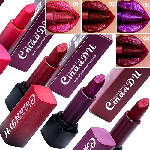 Ownest 4-color Glitter Diamond Lipstick,Waterproof and Long-lasting Lipstick,Tint Super hyun Lips Makeup,Shiny Shimmer Lipstick Set-4pcs