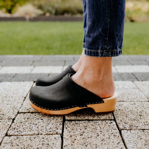 Clogs für Damen Vollsjö aus Leder in Dunkelblau, Größe 39
