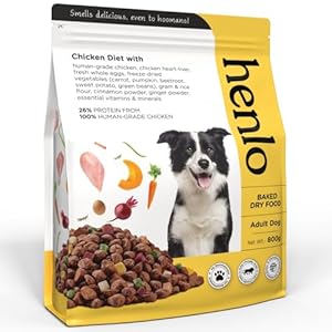 Henlo Baked Dry Dog Food for Adult Dogs | 800G | 100% Human-Grade Ingredients | Nutritionally Balanced Healthy Dog Food | Chicken Flavour | Suitable for All Breeds
