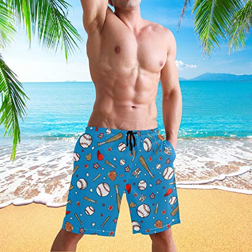visesunny Men's Beach Short Swim Trunks Baseball Sports Seamless Pattern Sports Running Bathing Suits4