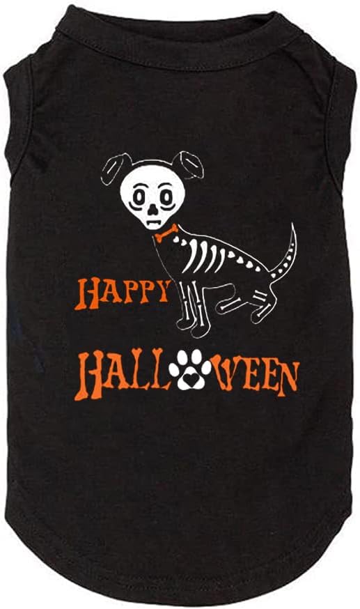 Ropa de Halloween para perro, camiseta de calabaza divertida con estampado de huesos de perro fantasma, camisa con estampado de huesos de perro