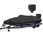 YimSting 1200D Waterproof Boat Cover - Fits 16\' to 18.5\' ft Bass, V-Hull, Tri-Hull, Fish & Ski, Runabout Bowrider Boats - Heavy Duty Canvas Black