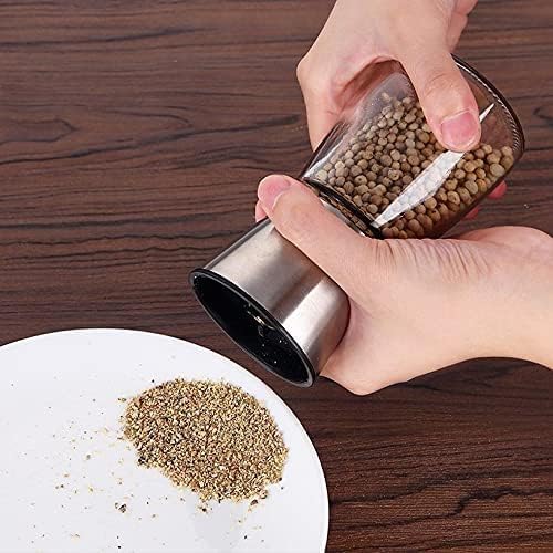 Image of Pepper Grinder or Salt Grinder, Best Spice Mill with Ceramic Blades, Adjustable Coarseness, Black Pepper Mill Grinder Shaker Steel Lid (MINI Paper Mill 1)