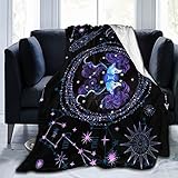 Gemini Throw Blanket Flannel Constellations Blanket Warm & Soft 12 Horoscope Astrology Throw Blankets Constellation Theme Home Décor 50"X40"