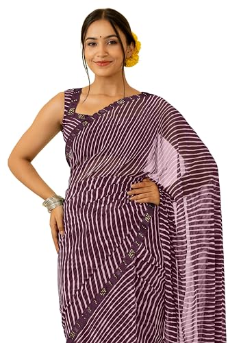 Image of MIRCHI FASHION Women Saree Georgette Traditional Bandhani | Ethnic Printed Sari for Social Gatherings with Unstitched Blouse Piece