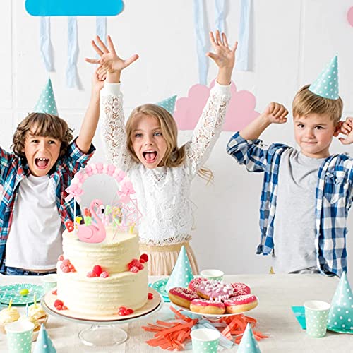 Hileyu 3 stuks Flamingo Happy Birthday Cake Toppers Decoratieset Haarbal Boog Cake Toppers 3D Flamingo Verjaardagstaart Decoratie Acryl Cake Topper voor Bruiloft/Meisjes Kinderen Verjaardagsfeest - Image 8