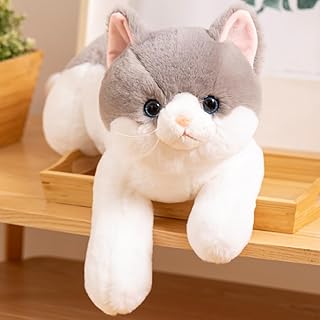Microwavable Weighted Stuffed Animals Cat, Heating Pad Plushies Grey Cat, Heated Plush Toy with Himalayan Salt for Warmth & Comfort, Cute Soft Kitten Doll Gift for Boys, Girls, Women, 1.5 LBs