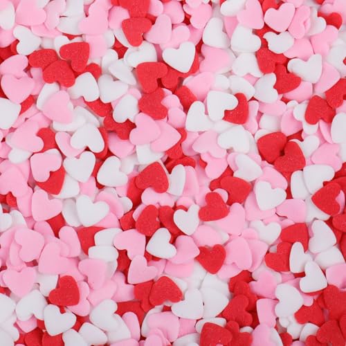 Image of Heart Sprinkles For Cake Decorating, Red Pink and White Edible Hearts