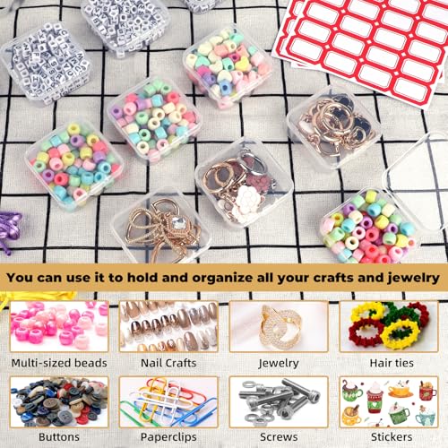 Image of 62Pcs Small Bead Organizer Box, Clear Plastic Storage Cases, Mini Transparent Bead Storage Containers with 200Pcs Stickers for Beads Jewelry Craft Earring Ornament