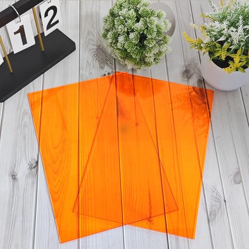 Image of Translucent Orange Acrylic Sheets 8*12 inch 1 /8 inch Thick (2.8~3mm) Red Transparent Cast Acrylic Plexiglass Board for Sign, DIY Project, Laser Cutting, Wedding, Craft, Picture Frame, Engraving(2 Pieces)