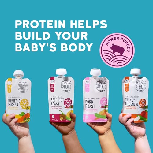 Image of Serenity Kids Bone Broth Protein Baby Food Pouches, 3.5 Oz, 24 Pack | No Added Sugar, Savory, Protein & Fat Forward, Meat-Based, Organic Baby Snacks, Toddler Food, Toddler Snack