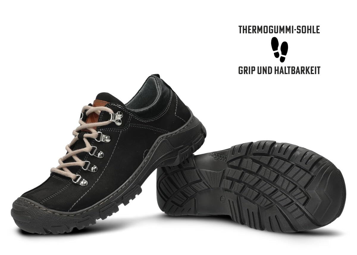 nagaba - Chaussures de randonnée - Cuir véritable, avec lacets avec semelle antidérapante