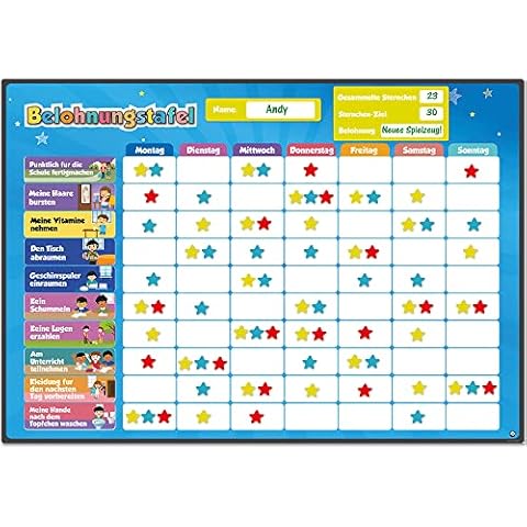Belohnungstafel für Kinder - perfekt für Kleinkinder, zum Lernen von Verantwortung und für das Sauberkeitstraining - enthält 80+ Magnet-Aufgaben Und 300 Sterne - Aktualisierte Version, auf Deutsch Cover